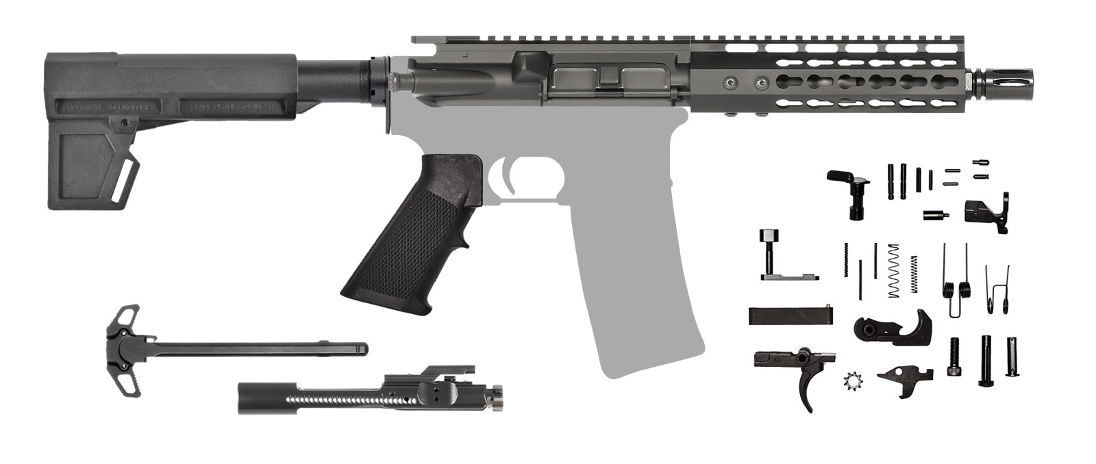 AR 15 Pistol Kit 300 AAC Blackout Keymod with Shockwave Blade