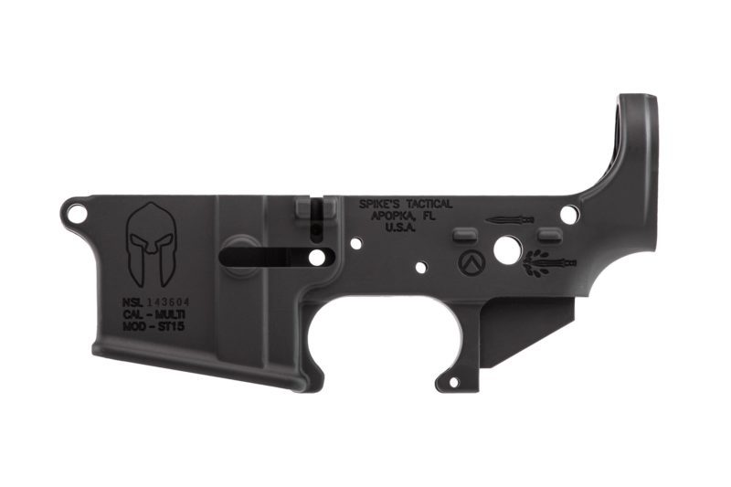 ar15 spikes tactical stripped lower receiver spartan logo anodized black 900222 3