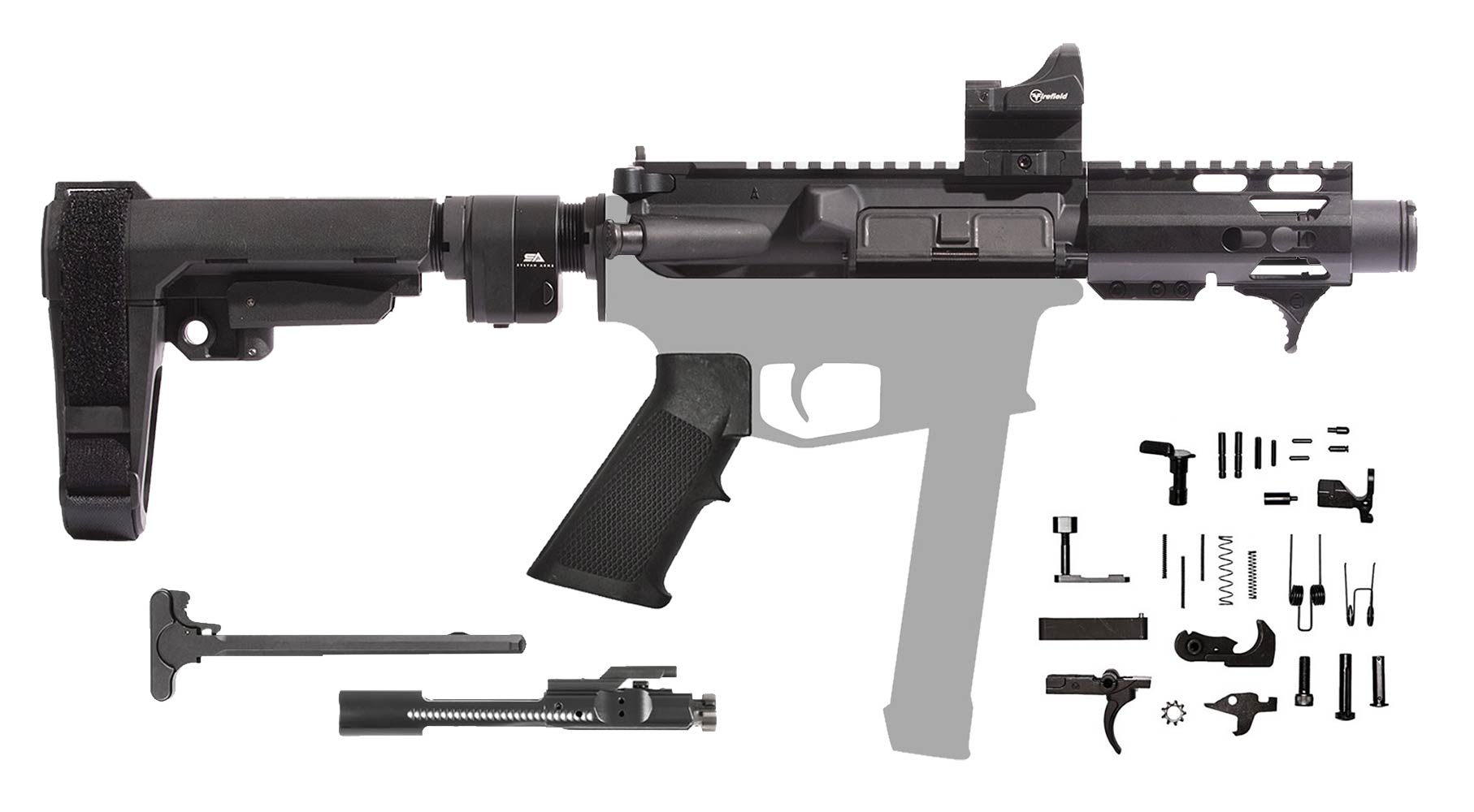 ar-9 urban defender compact folding pistol kit - carry case 